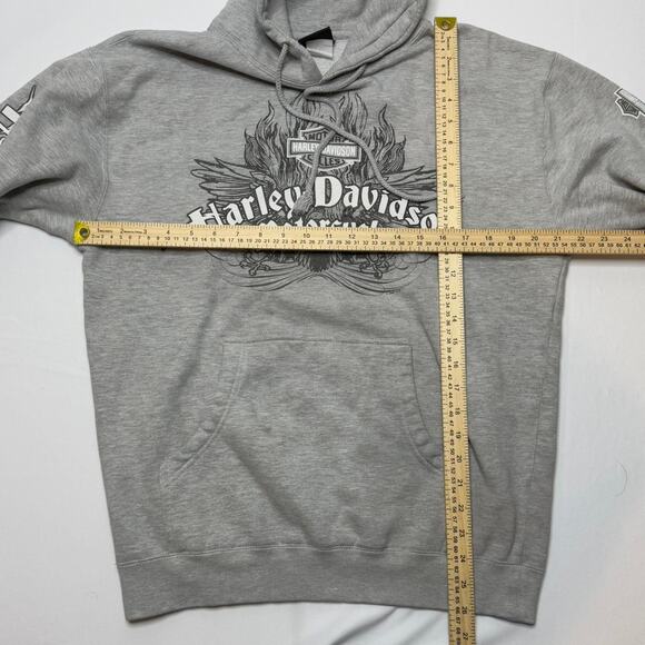 Harley-Davidson Gray Hoodie Size L Flame Skull Graphic Texas Javelina - Picture 7 of 7